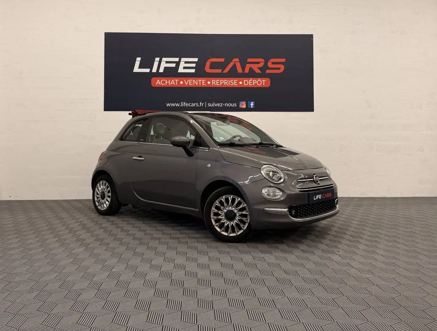 Fiat 500C cabriolet TwinAir 85ch S&S Lounge 2016 française Entretien à jour Grau - 2