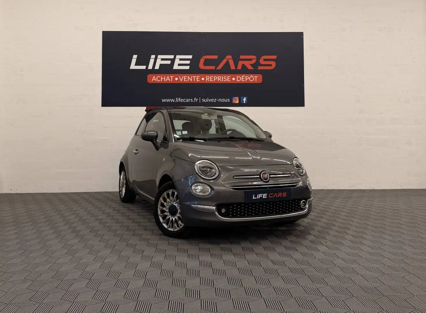 Fiat 500C cabriolet TwinAir 85ch S&S Lounge 2016 française Entretien à jour Grau - 1