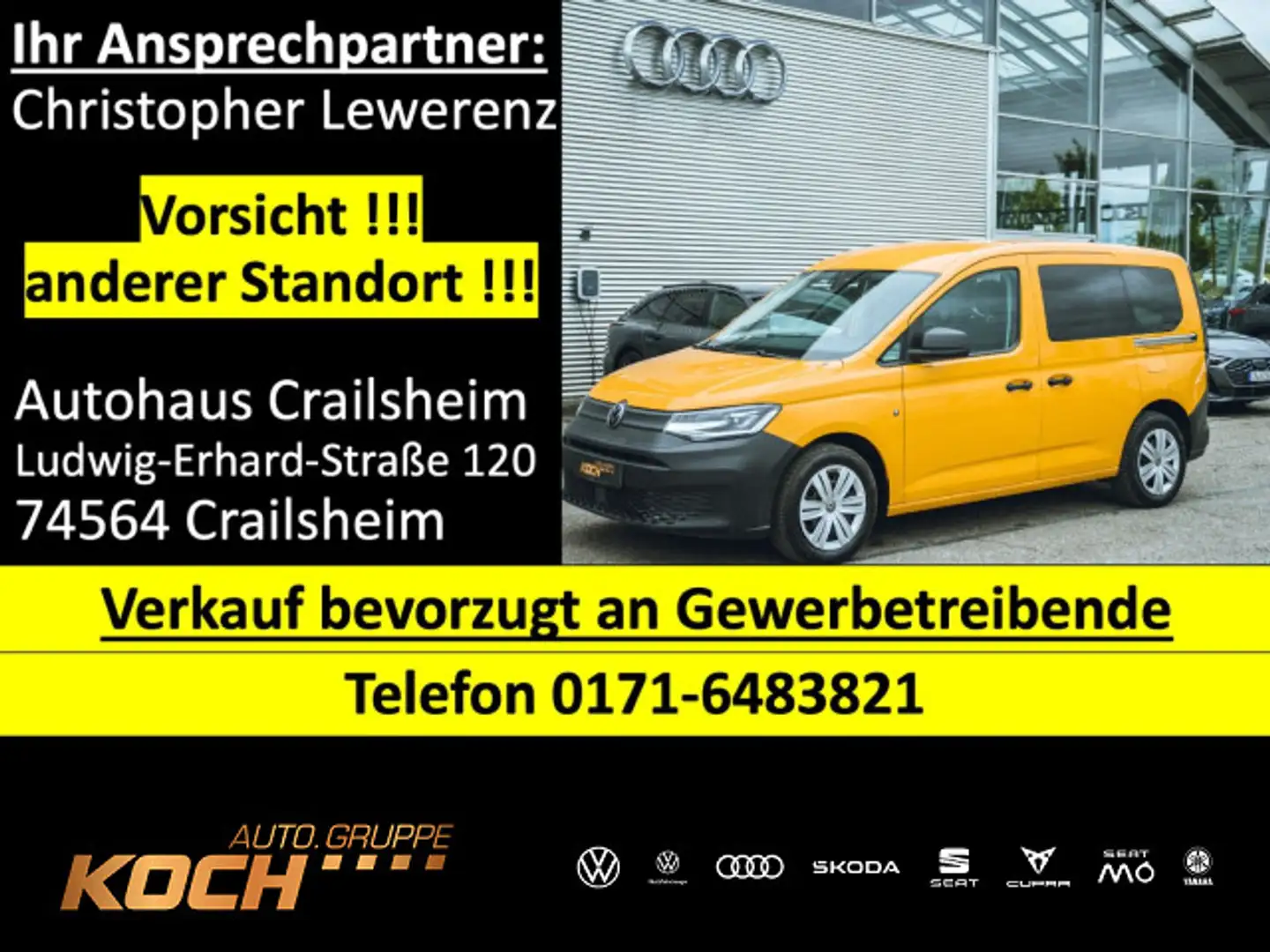 Volkswagen Caddy 2.0 TDI AHK LED Navi Klimaauto Amarillo - 1