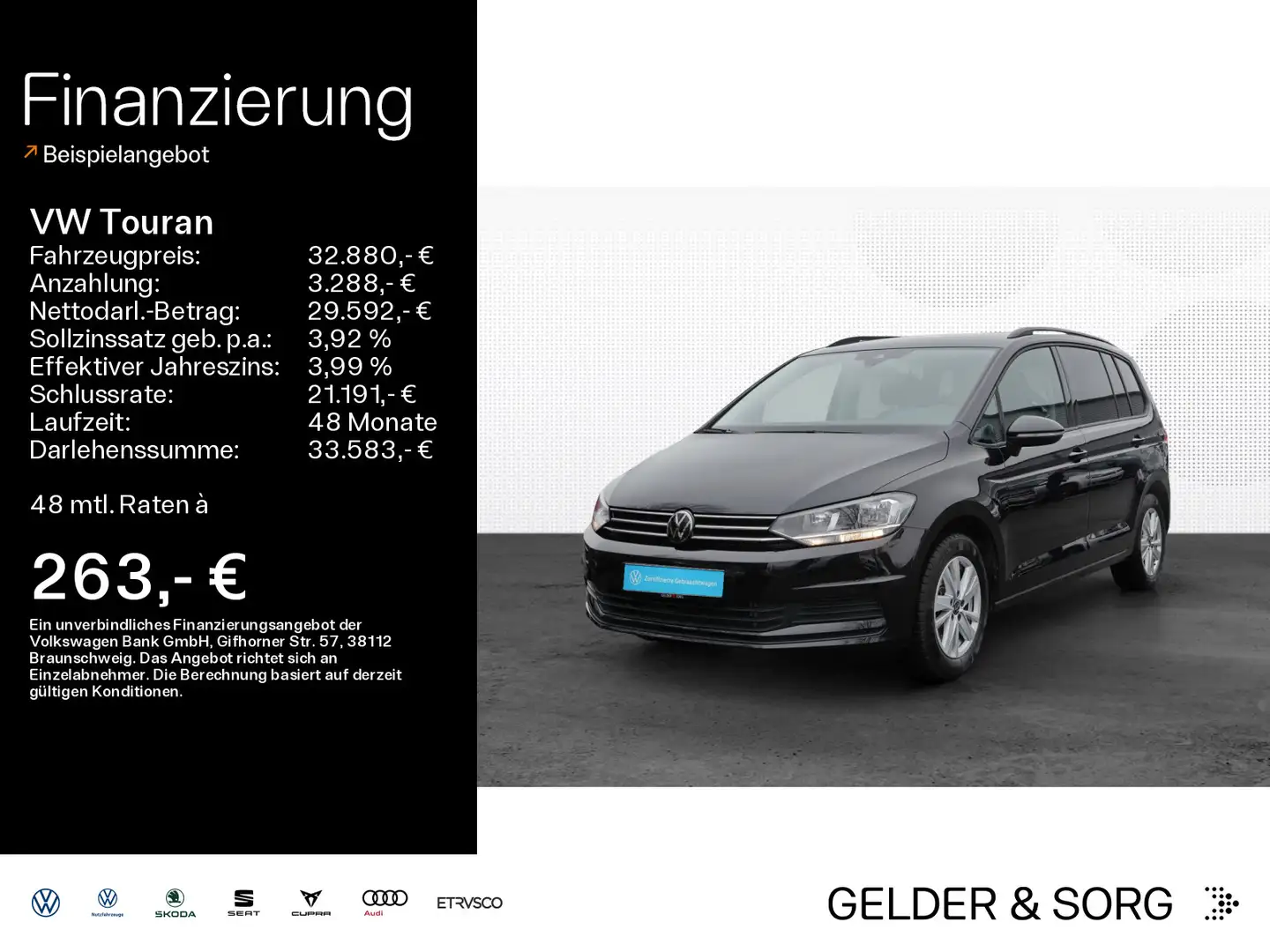 Volkswagen Touran Comfortline 1.5 TSI 7Sitz*ACC*AHK*Digital Schwarz - 1