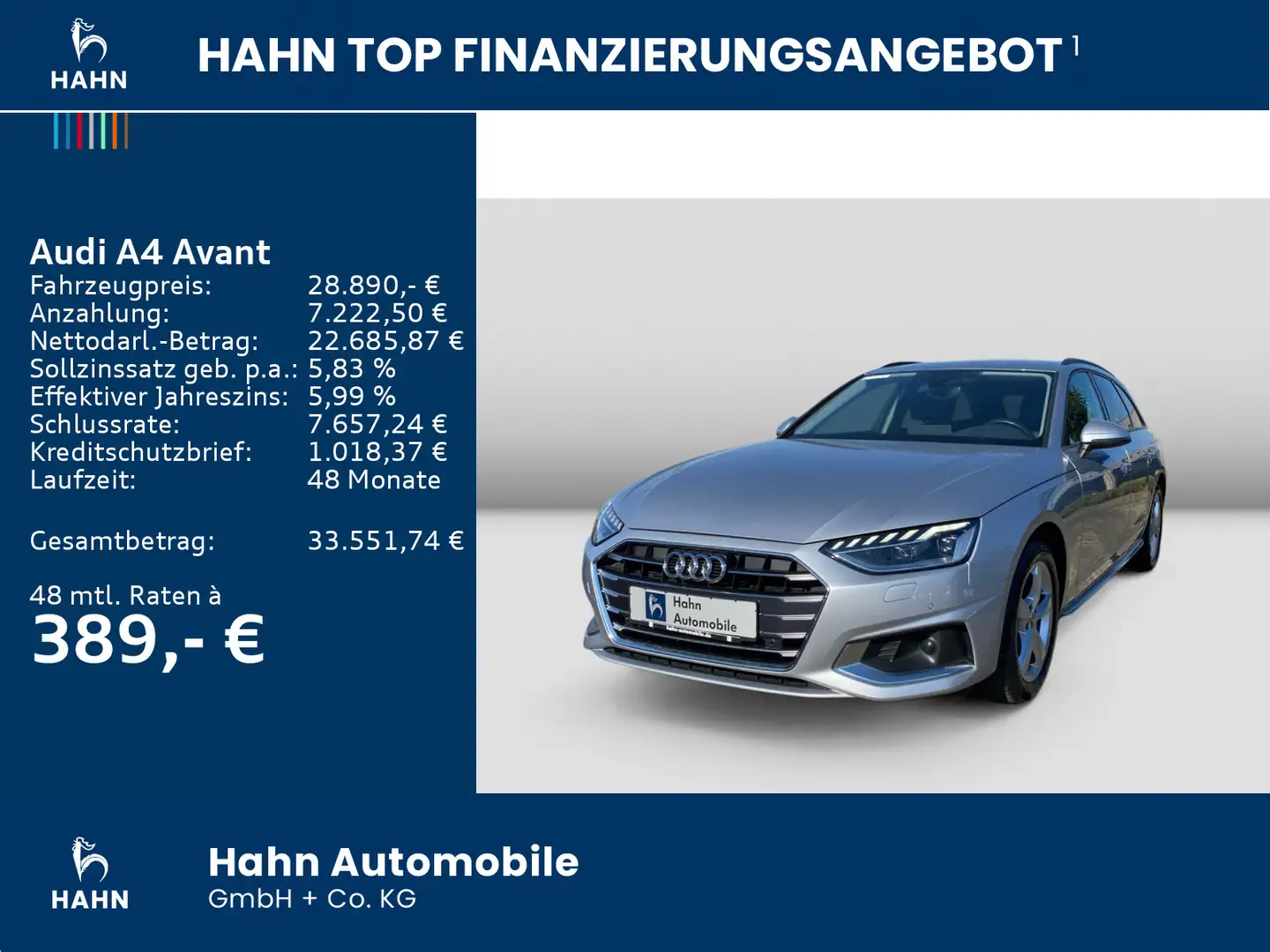 Audi A4 35TDI advanced S-trc Standh ACC AHK Nav Silber - 2