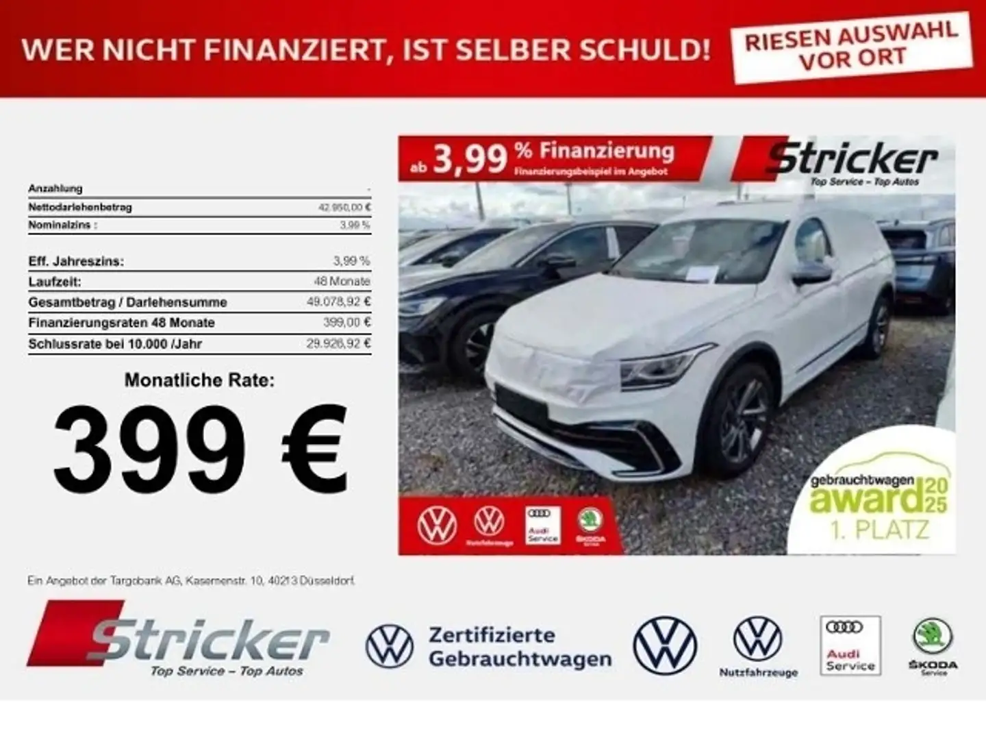 Volkswagen Tiguan Allspace R-Line 2.0TDI DSG 4M 399,-ohne Anzahlung Navi Led Bílá - 1