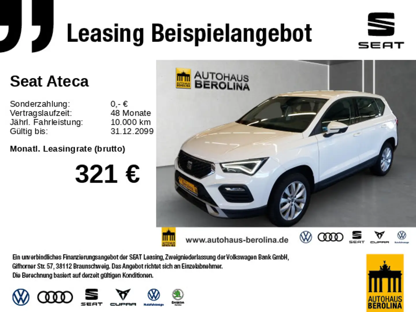 SEAT Ateca 1.5 TSI Style DSG *R-CAM*GRA*LED* Weiß - 1
