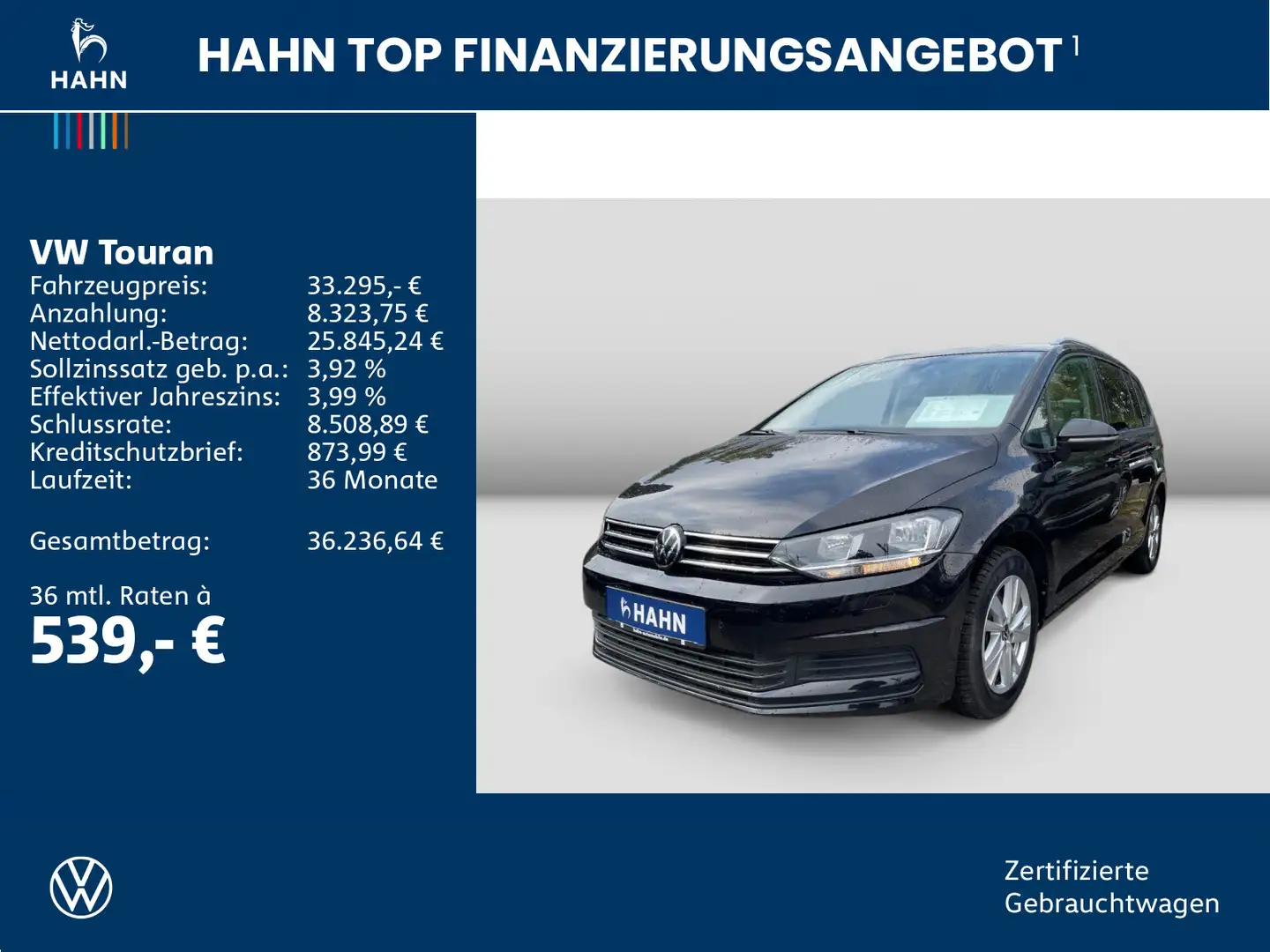 Volkswagen Touran 1.5TSI DSG 7-Sitze Comfortline AHK Navi Schwarz - 2