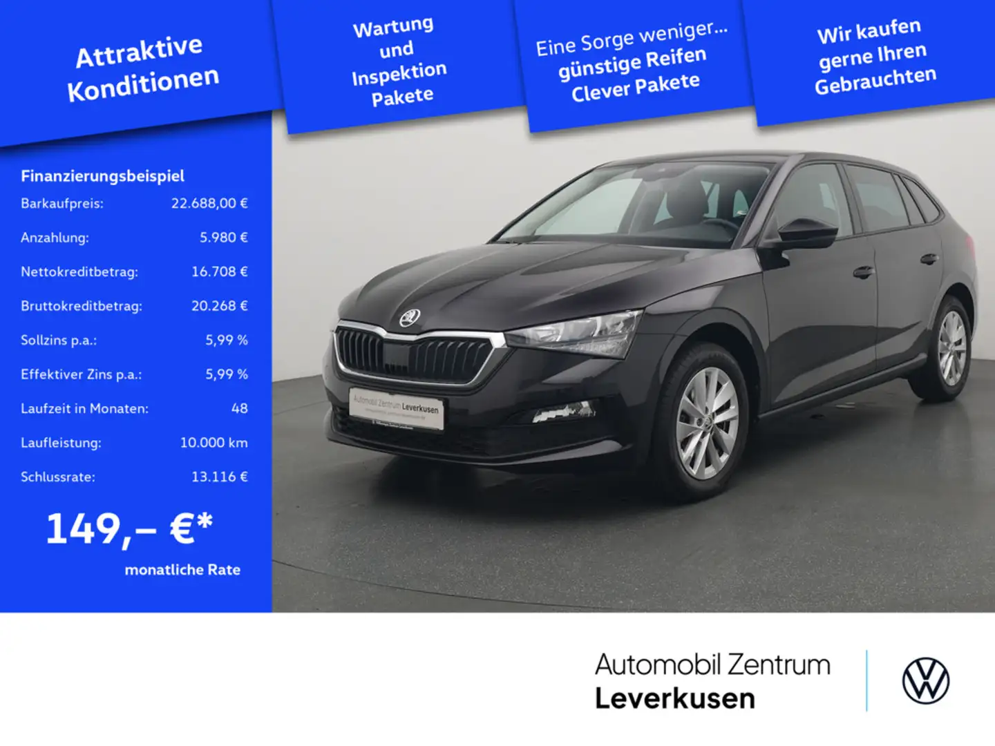 Skoda Scala Tour DSG VIRT ACC LED SHZ PDC PORT NAVI Schwarz - 1