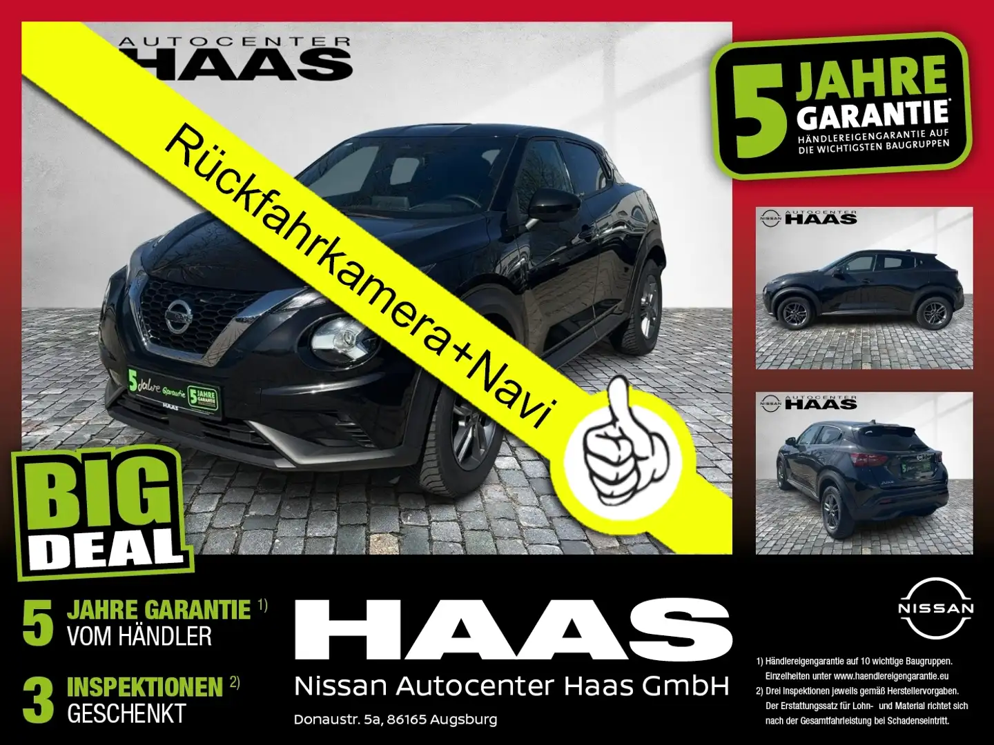 Nissan Juke 1.0 DIG-T N-Connecta Rückfahrkamera+Navi Schwarz - 1