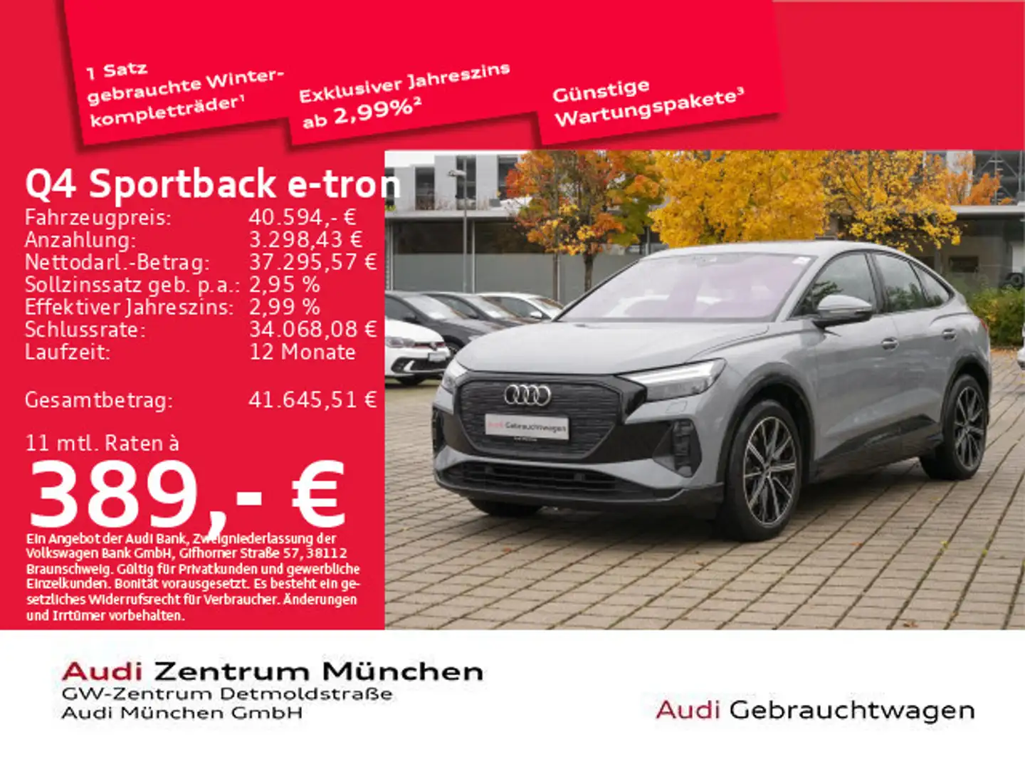Audi Q4 e-tron 50 qu. Pano/SONOS/Leder Grau - 1