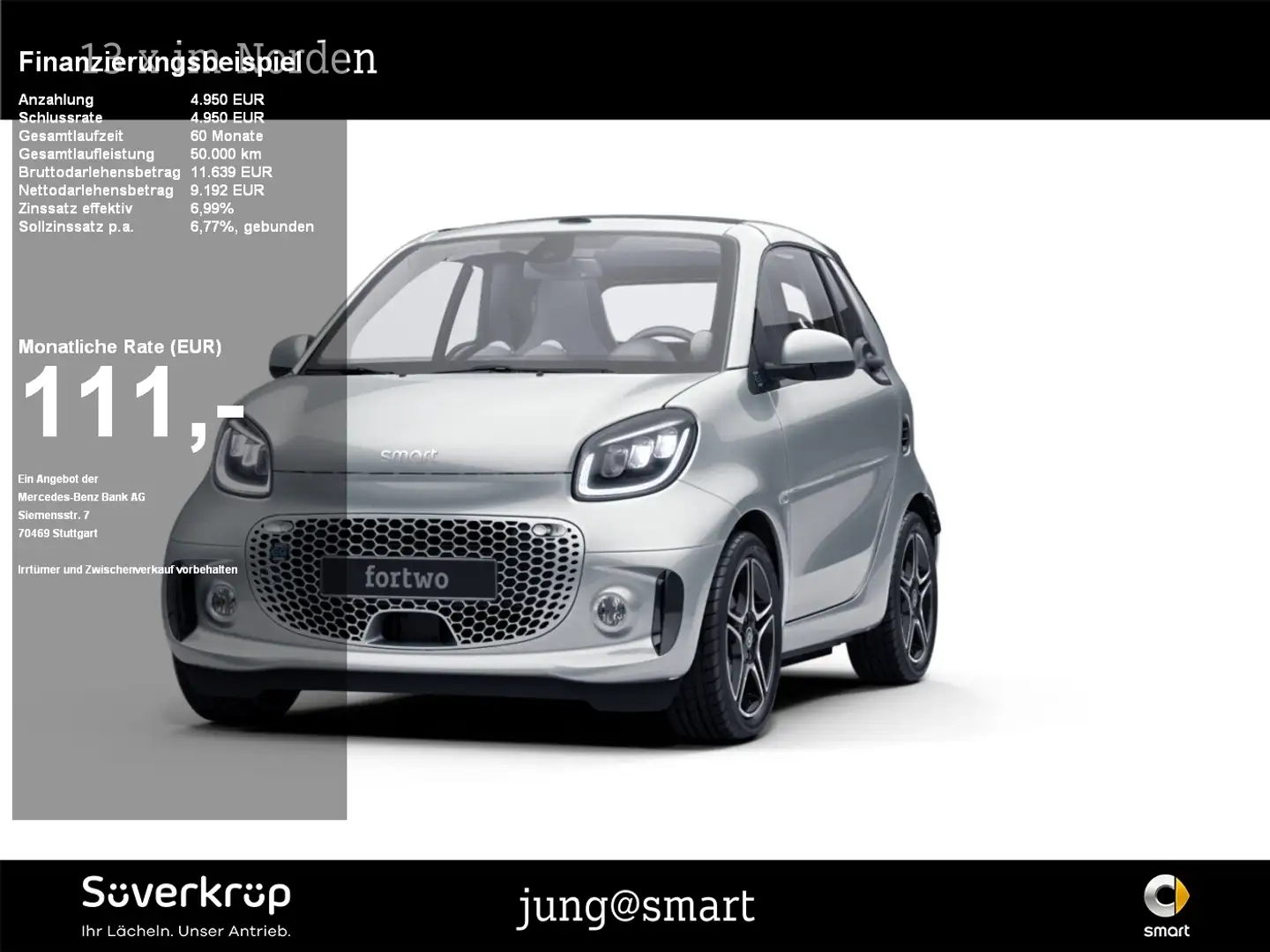 smart forTwo EQ  cabrio EXCLUSIVE KAMERA SHZ Silber - 1
