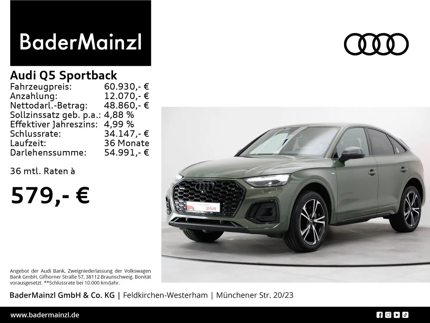Audi Q5 40 TDI quattro S tronic S line AHK Grün - 1