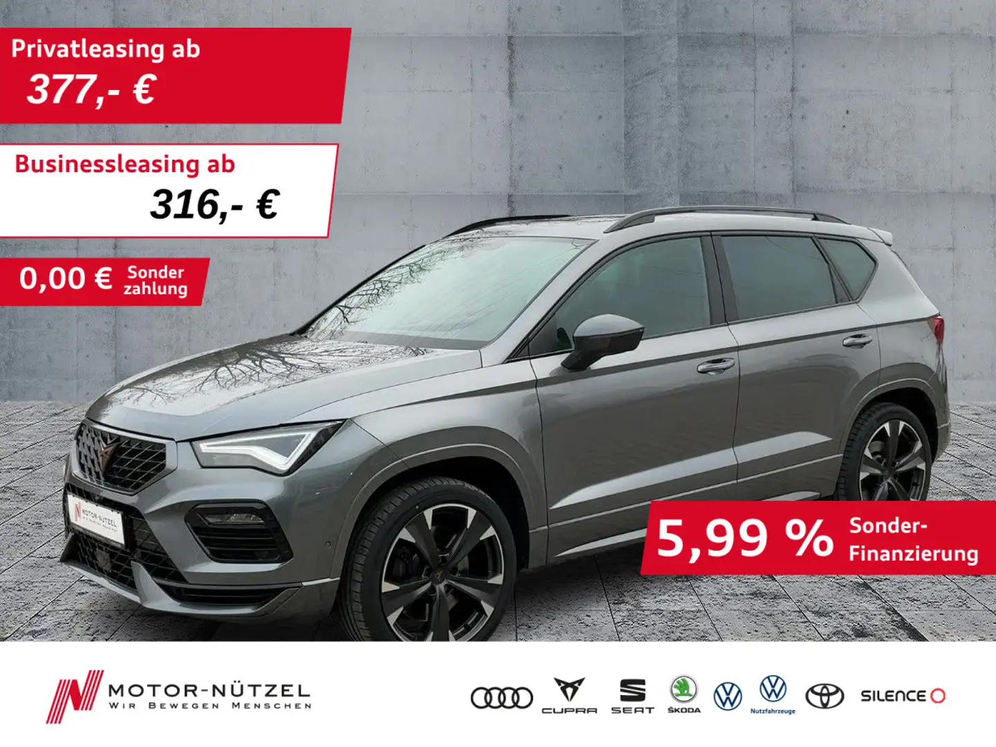 CUPRA Ateca VZ 2.0TSI DSG 4D LED+AHK+NAV+SHZ+PANO+360° Grau - 1