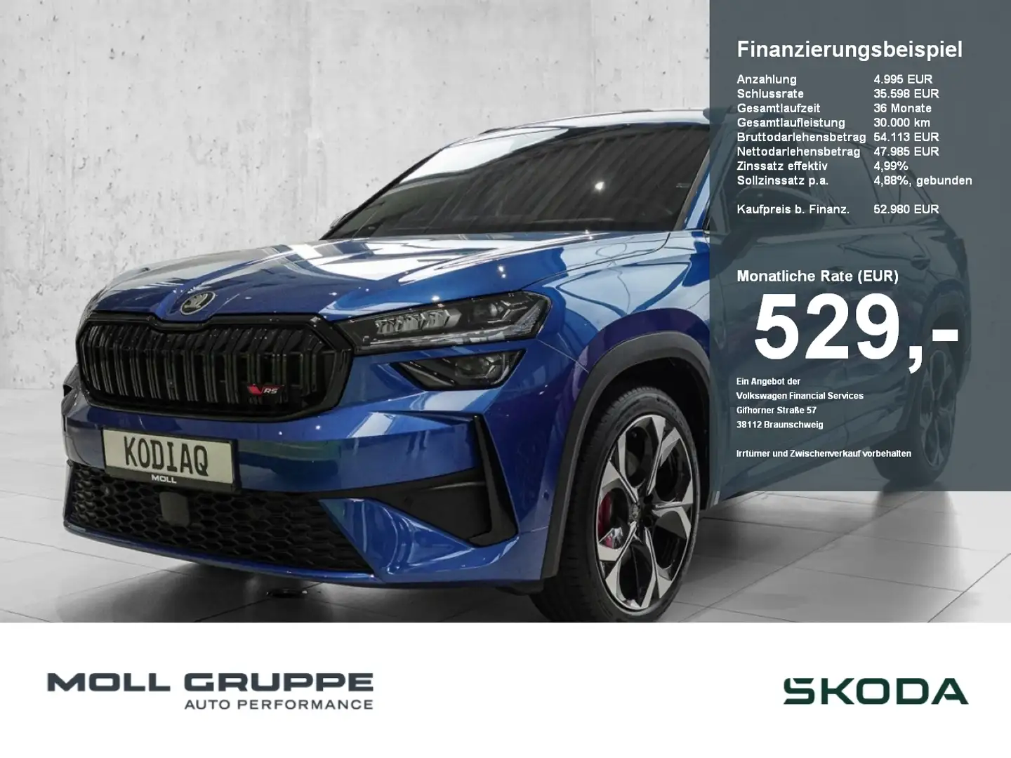 Skoda Kodiaq 2.0 TSI W RS 360 4xSHZ ACC AHK AUT ELSITZ Bleu - 1