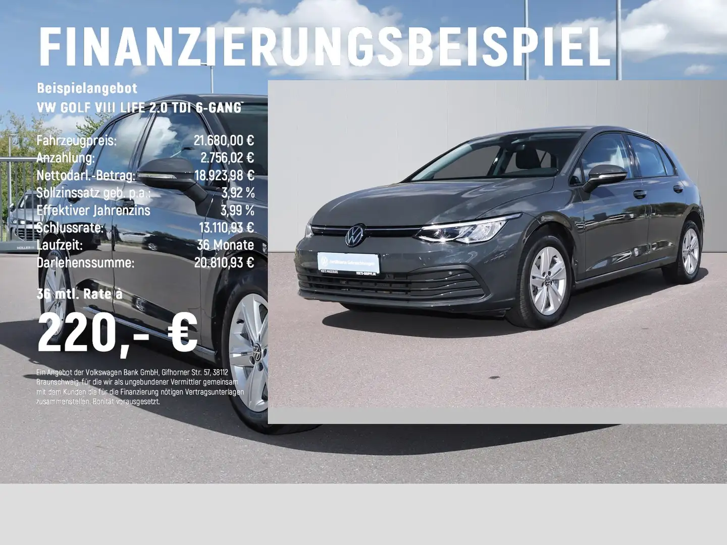 Volkswagen Golf VIII LIFE 2.0 TDI 6-GANG LED+NAVI+ACC+SITZH Grigio - 2