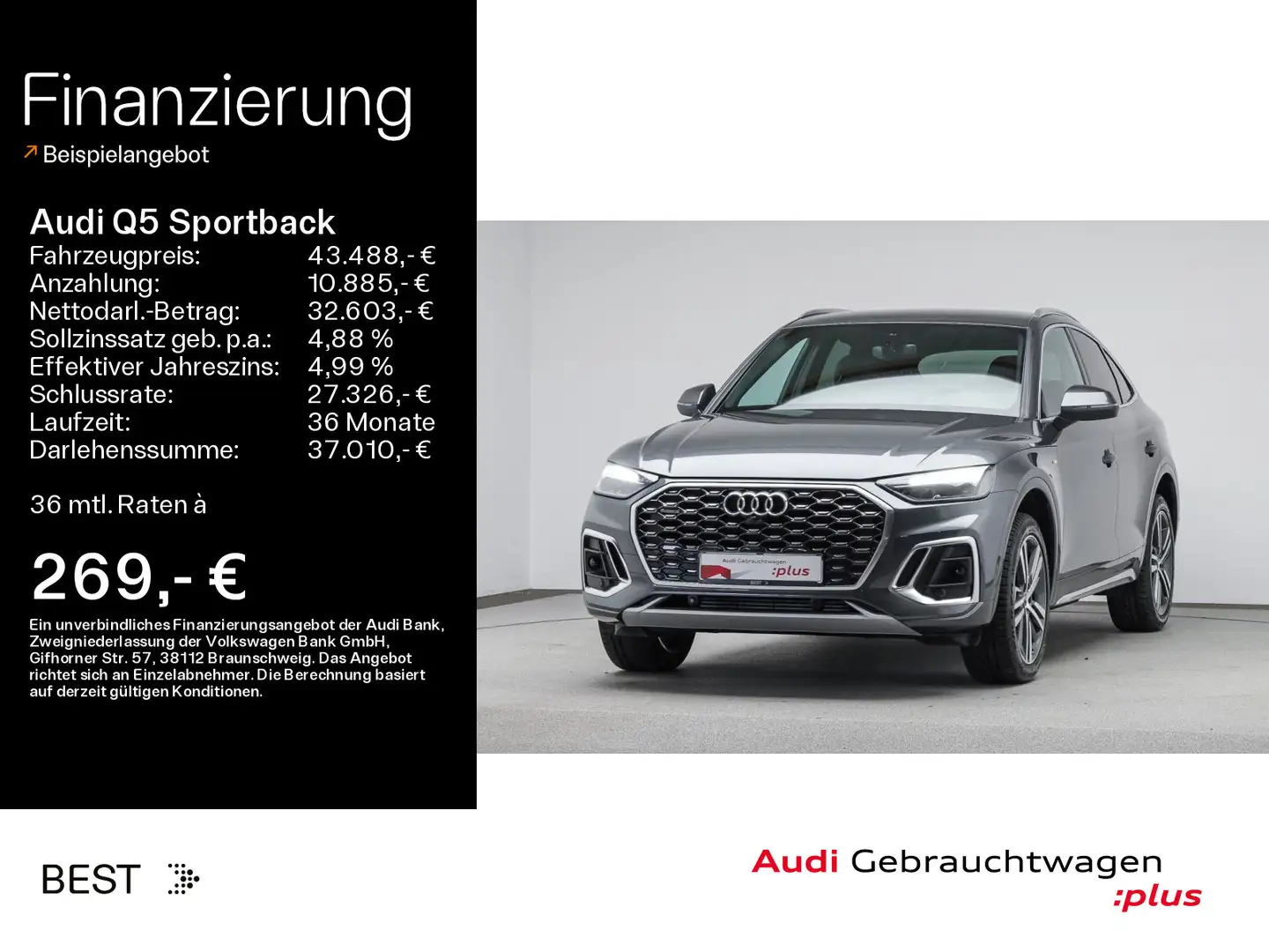 Audi Q5 S line 40 TFSI qu. AHK*ACC*Navi Gris - 1