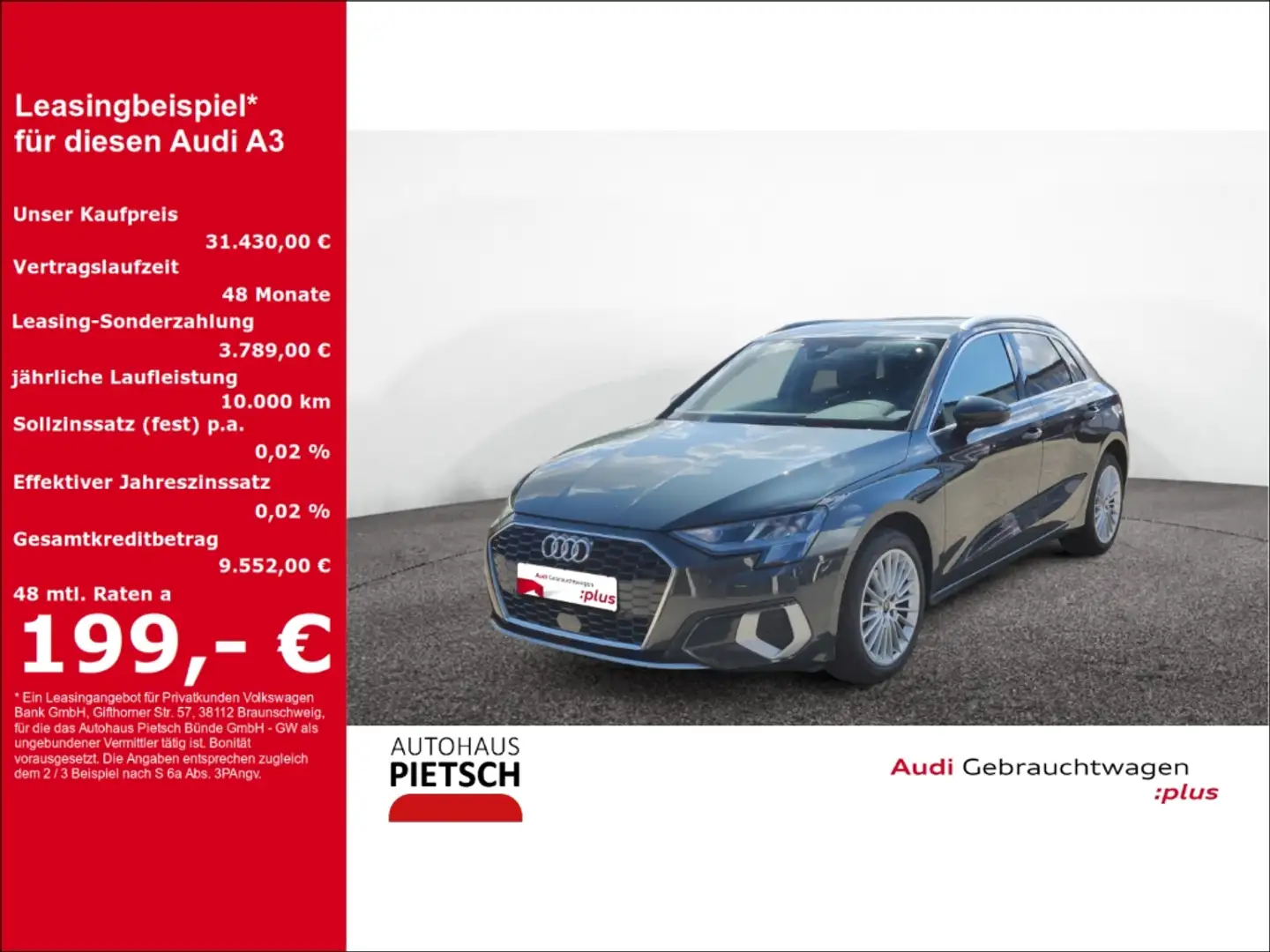 Audi A3 Sportback 35 TFSI AHK SmartInterface Gris - 1