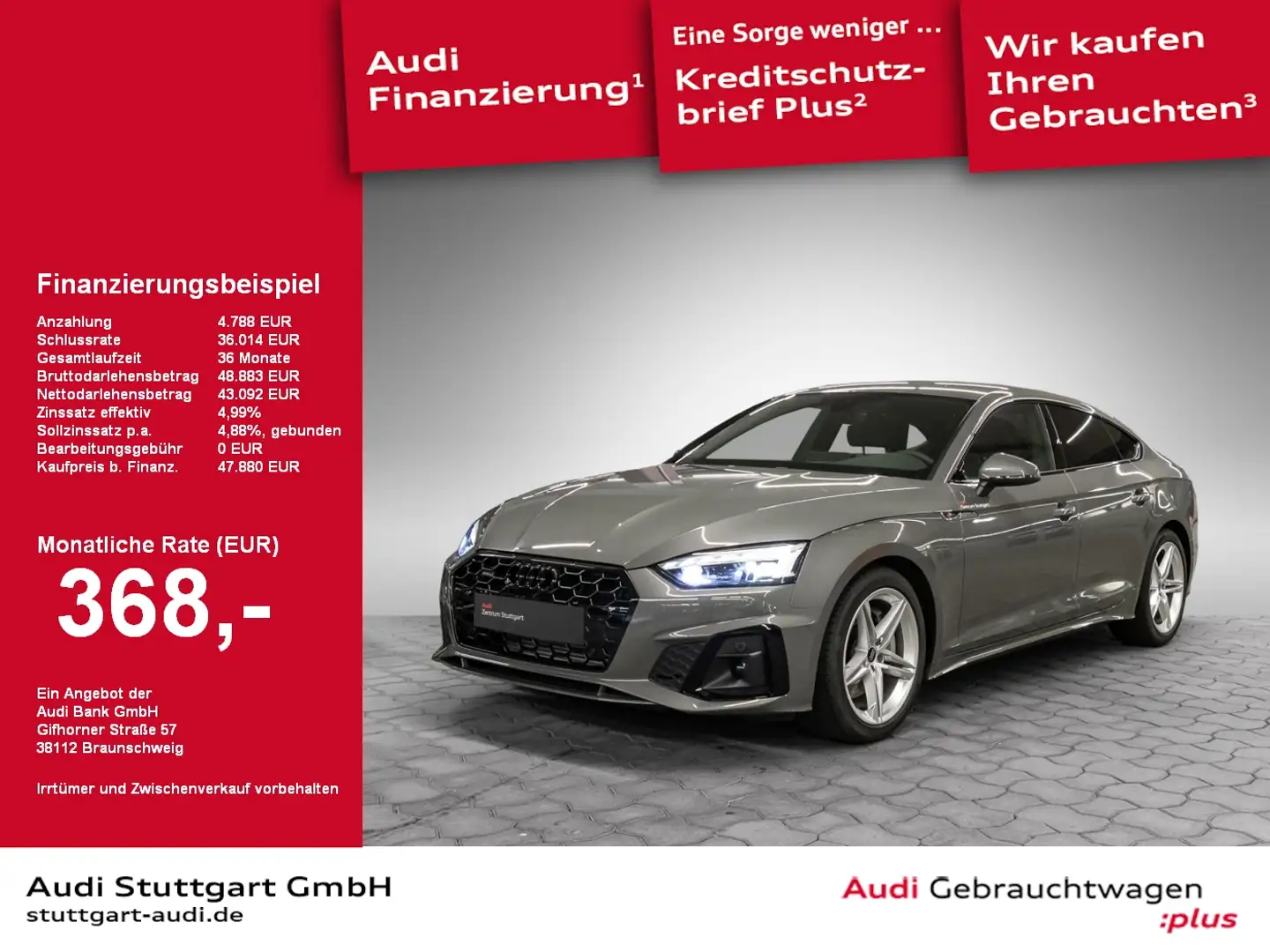 Audi A5 Sportback S line 45 TFSI quattro S tronic Gri - 1