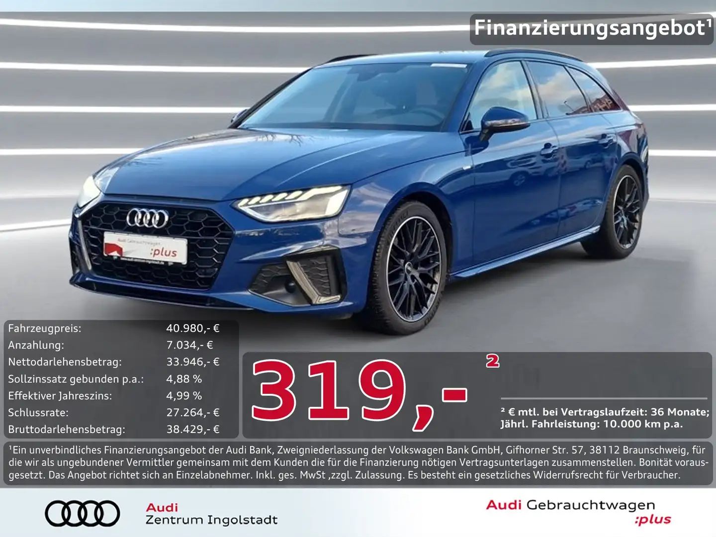 Audi A4 Avant 35 TDI MATRIX AHK ACC NAVI 18" S line Blau - 1