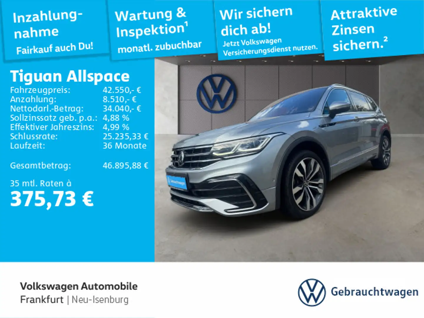 Volkswagen Tiguan Allspace 2.0 TDI R-Line 4Motion (EURO 6d) Silber - 1