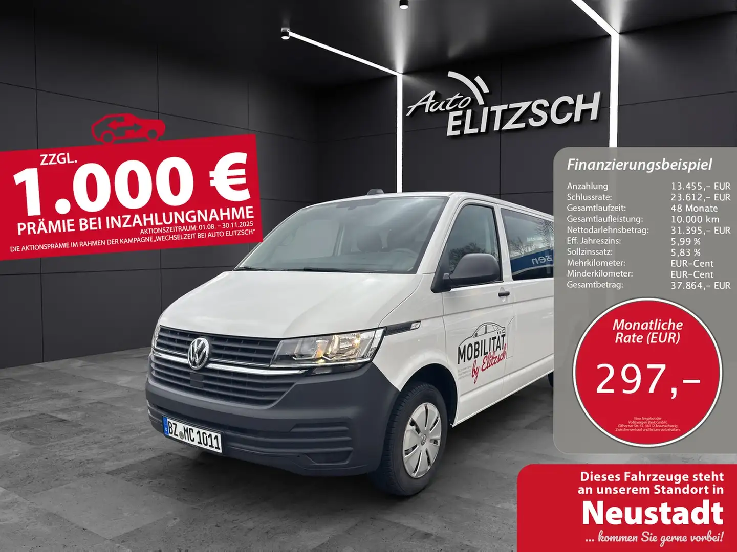 Volkswagen T6 Kombi T6.1 TDI 9-Sitzer LR SITZH. PDC KLIMA Weiß - 1