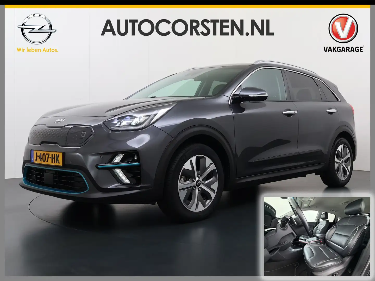 Kia e-Niro 64kWh Leer+Elek.Stoel+Memory+Gekoeld Warmtepomp Ex Gris - 1