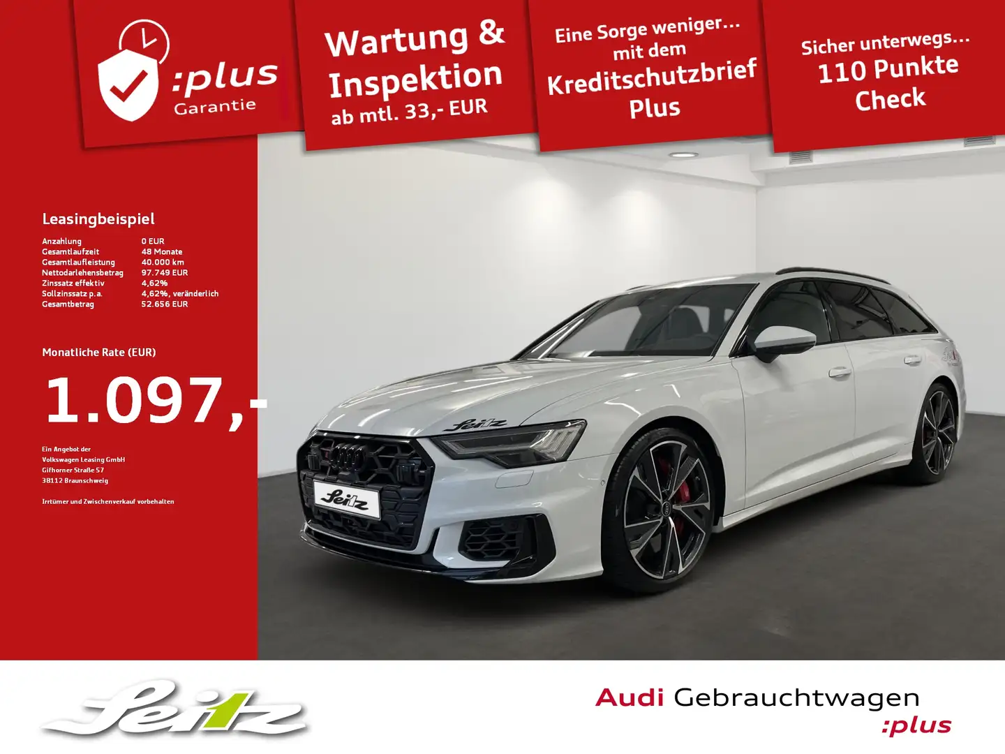 Audi S6 Avant 3.0 TDI quattro *AHK*B&O*HEAD-UP* Weiß - 1