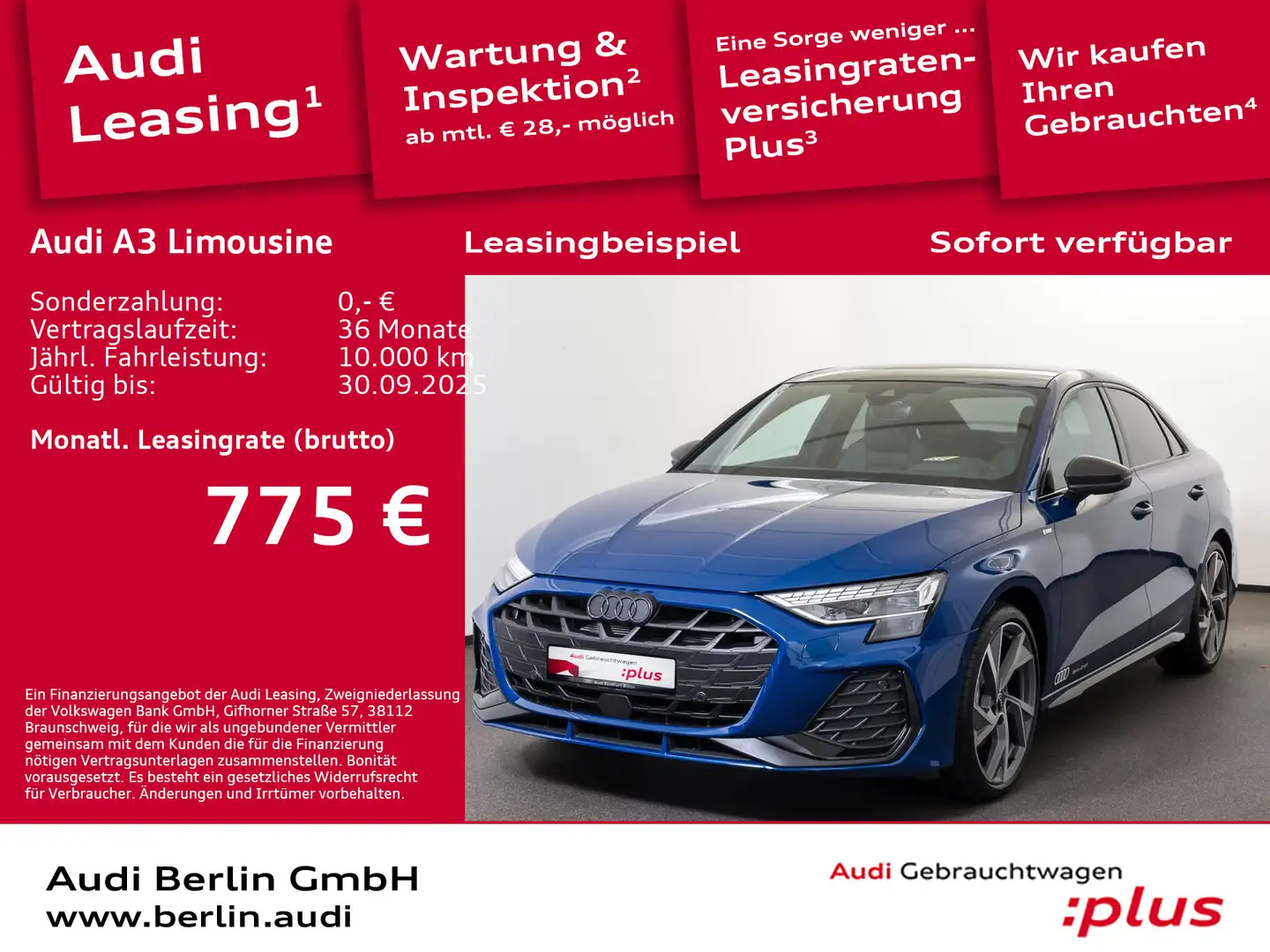 Audi A3 S line 40 TFSI quattro S tronic Blau - 1