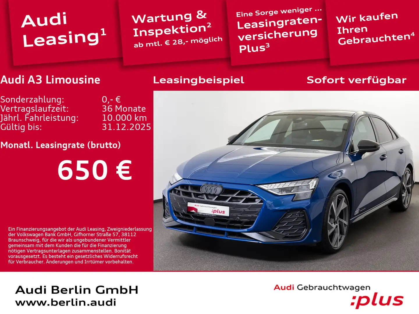 Audi A3 S line 40 TFSI quattro S tronic Blau - 1