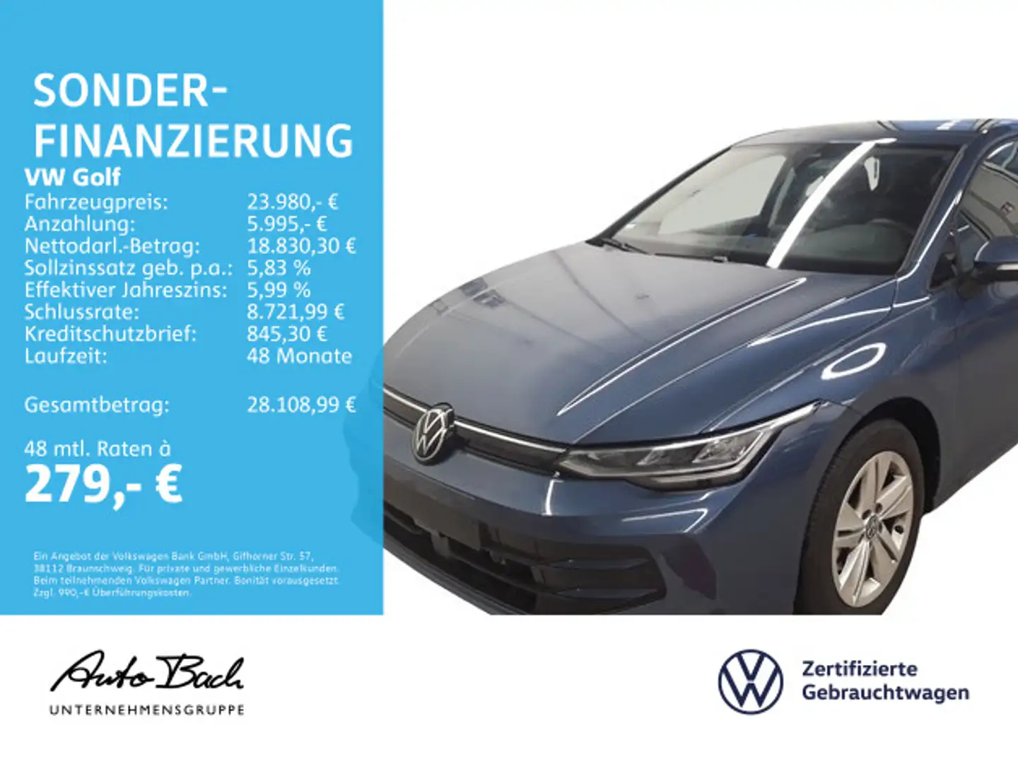 Volkswagen Golf VIII Life 1.5 TSI LED ACC CarPlay EPH DAB Blau - 2