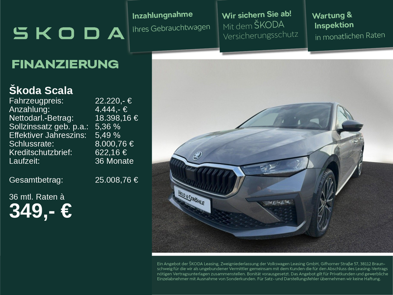 Skoda Scala Drive 1.0 TSI DSG AHK LED NAV KAM ACC SHZ