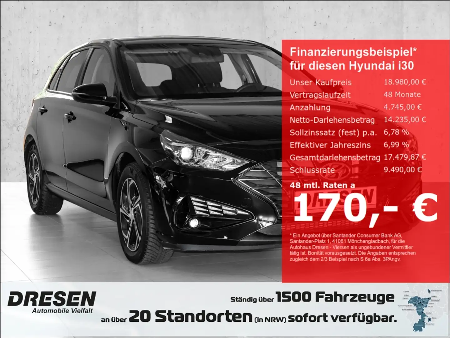 Hyundai i30 Edition 30 1.0T-GDI AppleCarPlay 2-Zonen-Klimaauto Schwarz - 1