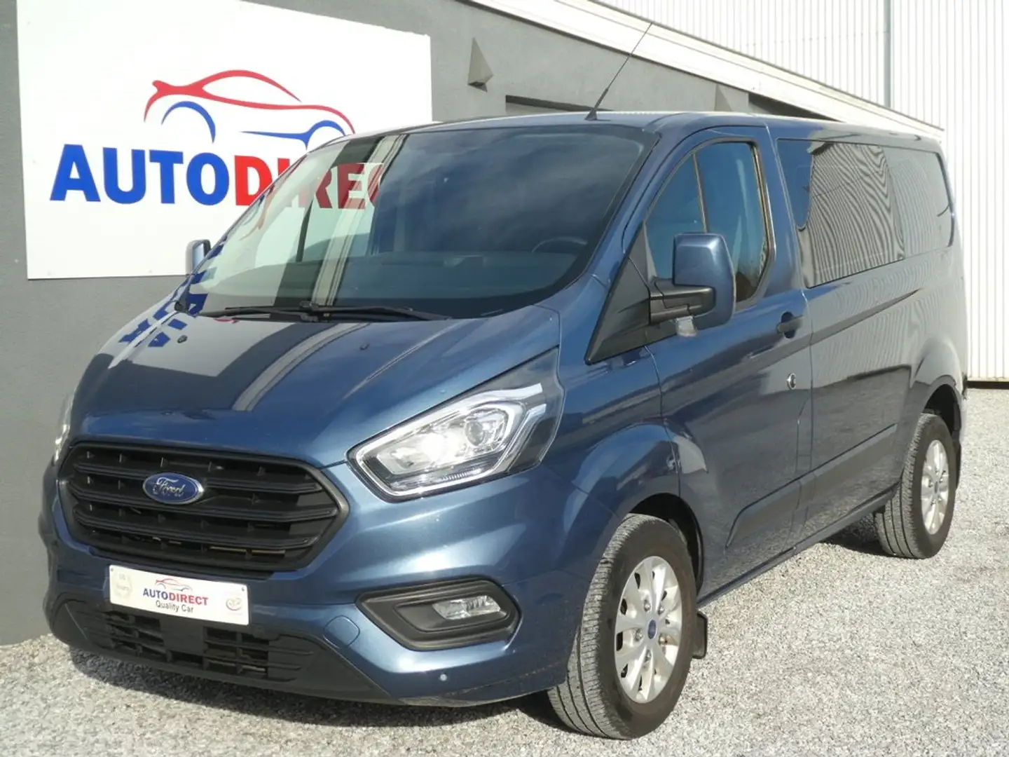 Ford Transit Custom 2.0 TDCi L2H1 double cabine 5places Airco, PDC Bleu - 1