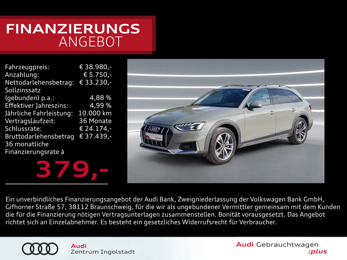 Audi A4 allroad 45 TFSI qu Pano LED NAVI virtual Kam. Szary - 1