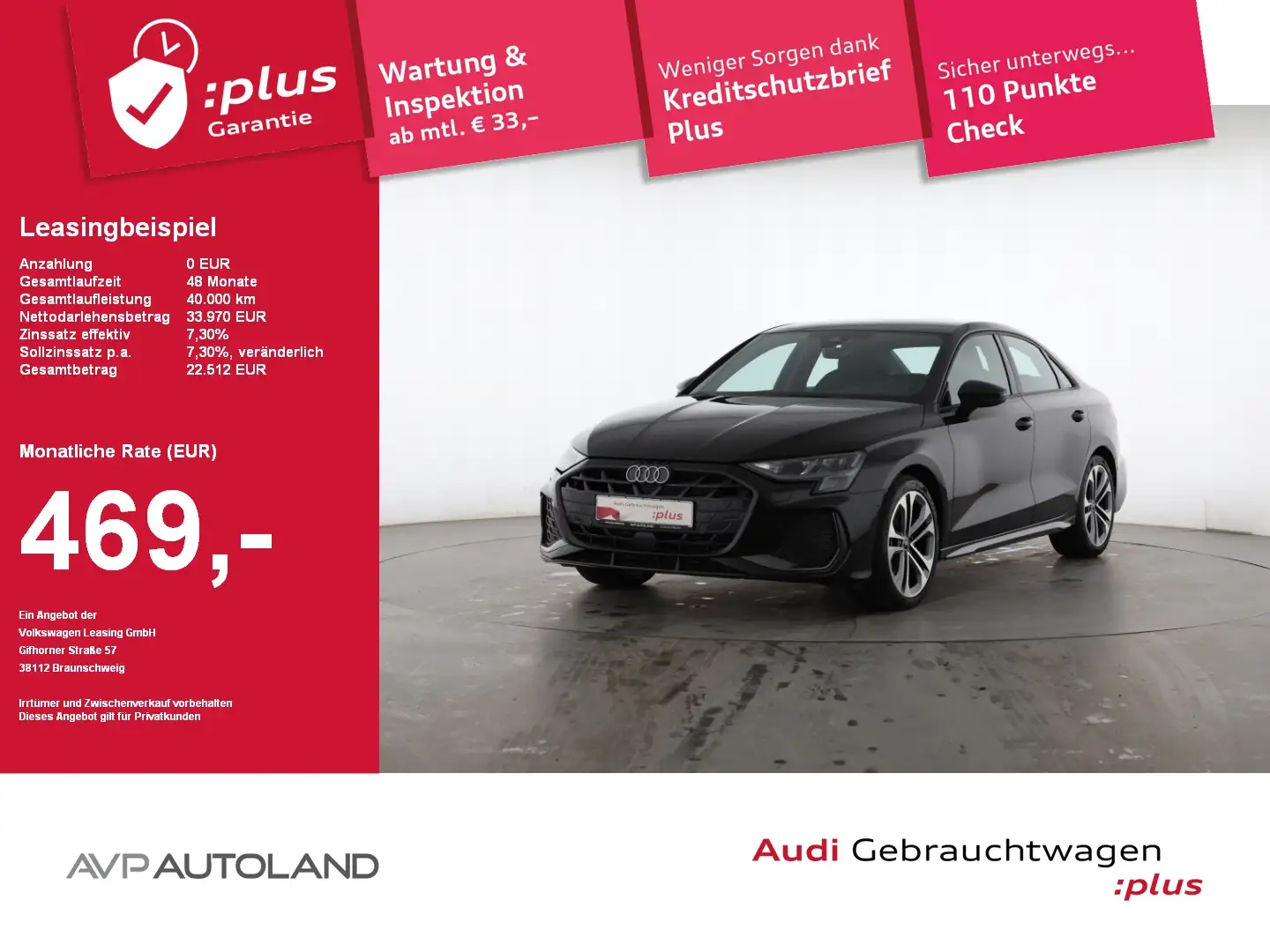 Audi A3 Limousine 35 TFSI S tronic S line Facelift Schwarz - 1