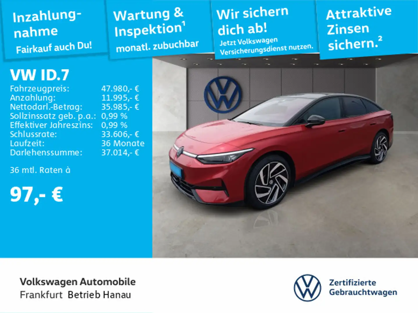 Volkswagen ID.7 Pro S Navi AHK IQ.LIGHT - LED-Matrix-Schein Rot - 1