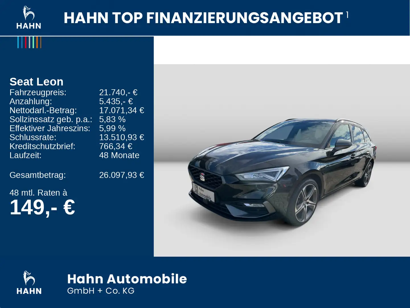 SEAT Leon Sportstourer 1.4 e-HYBRID DSG FR Navi LED Schwarz - 2
