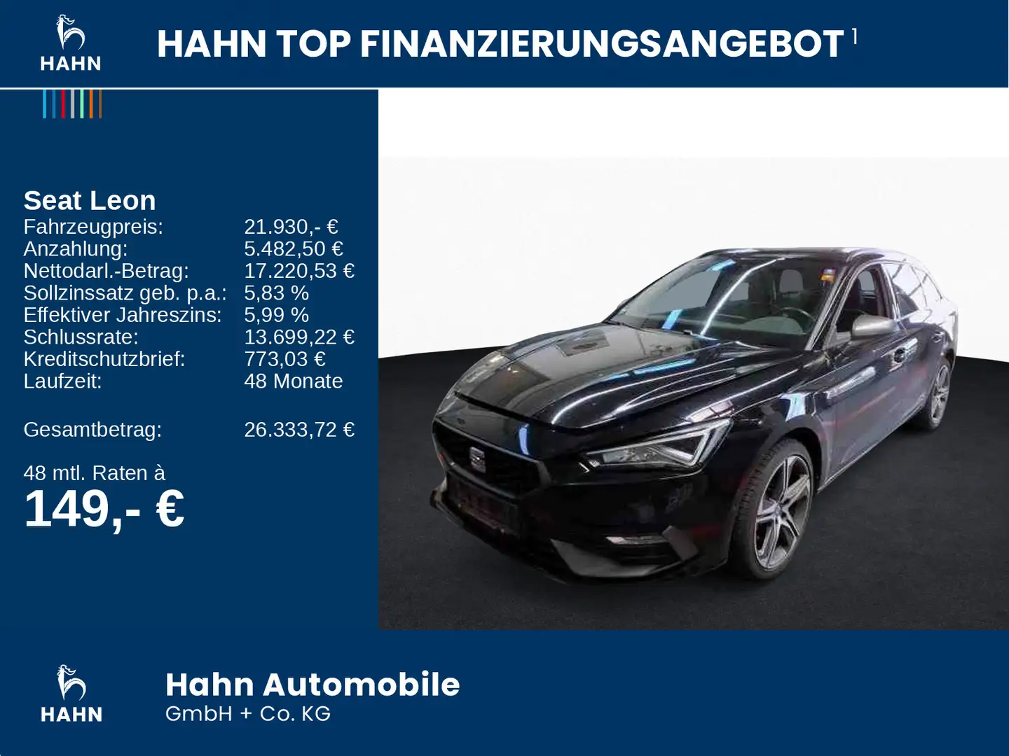 SEAT Leon Sportstourer 1.4 e-HYBRID DSG FR Navi LED Schwarz - 2