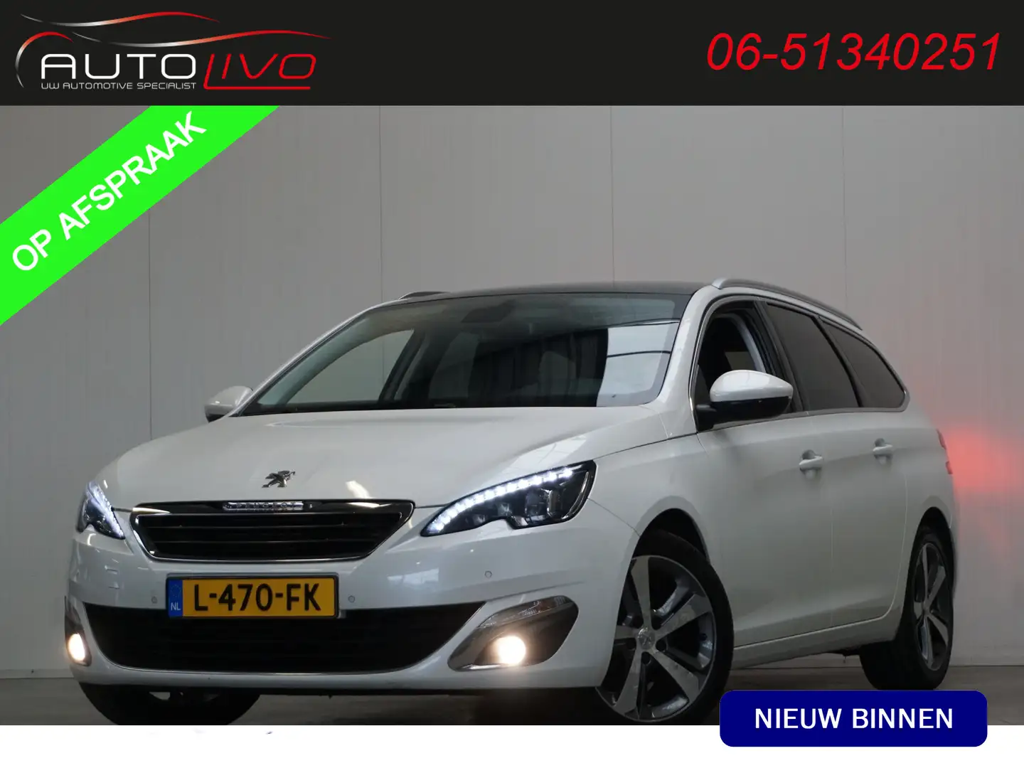 Peugeot 308 1.6 BlueHDi Blue Lease Premium AUTOMAAT! PANO LEER Blanc - 1