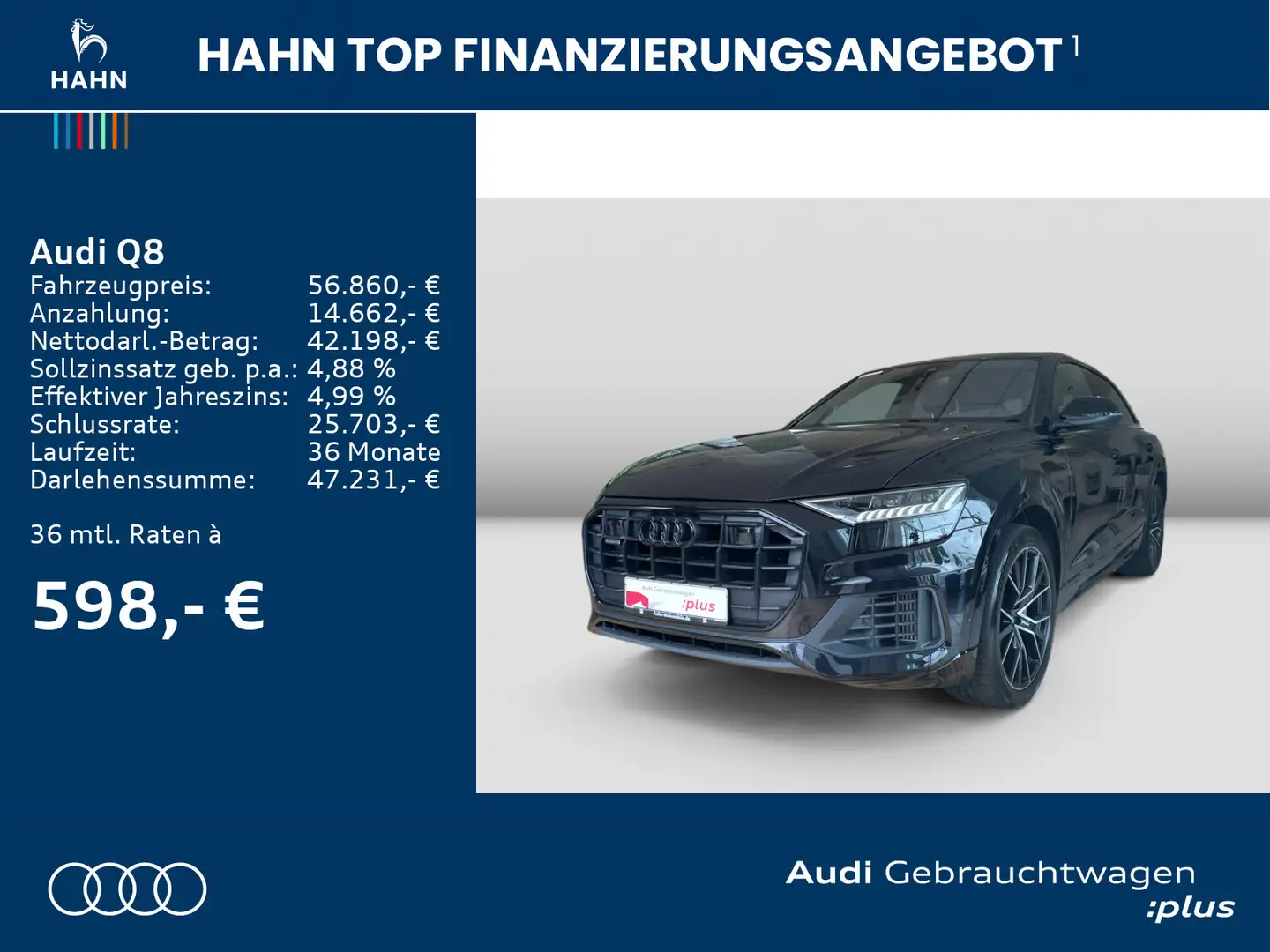 Audi Q8 55TFSIe quattro Tiptrc S-line HD Matrix AHK Noir - 2
