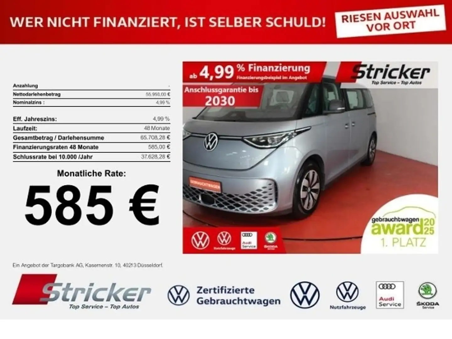Volkswagen ID. Buzz Pro LWB Lang 210/86 585,-ohne Anzahlung AHK IQ.Li Silber - 1