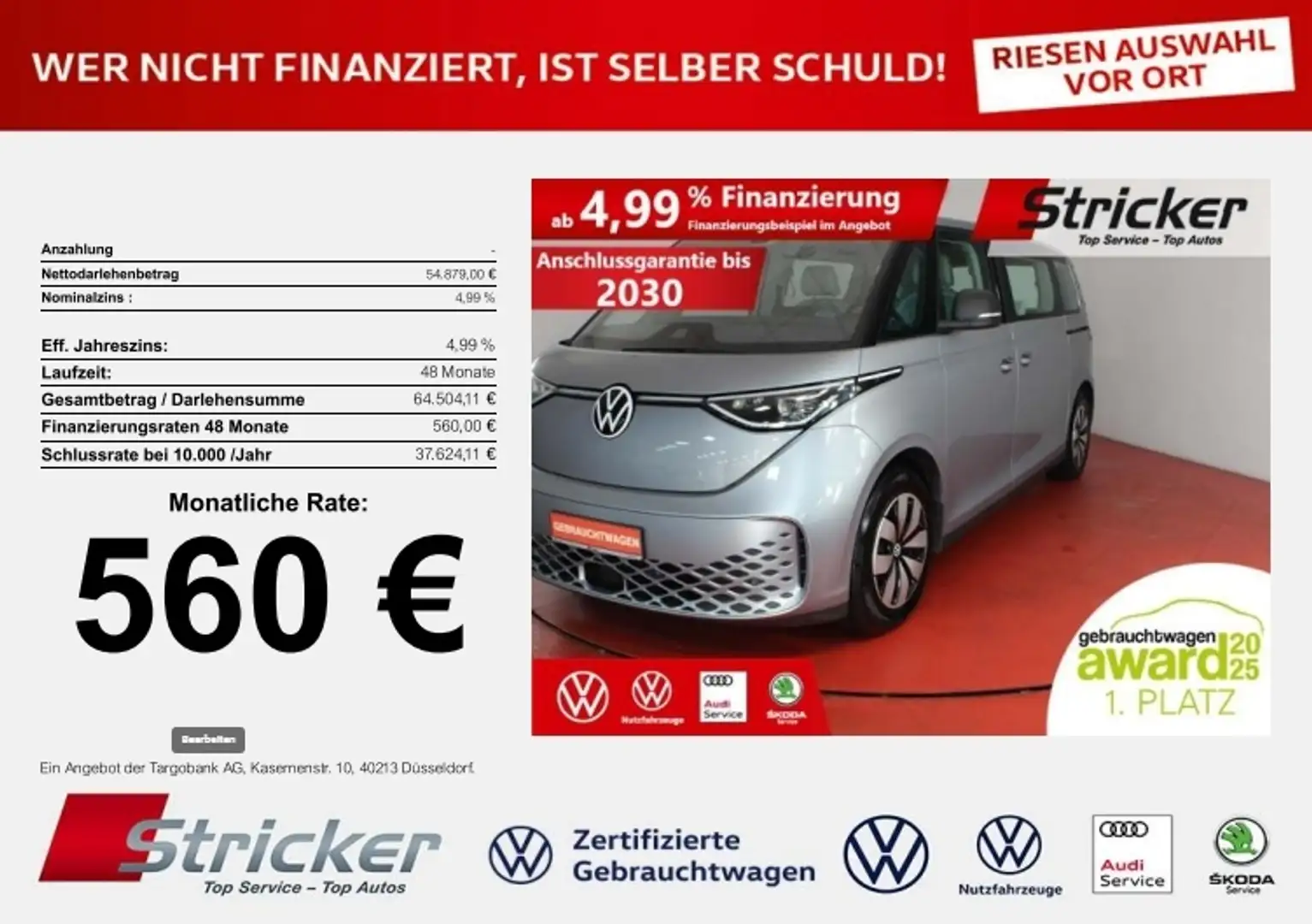 Volkswagen ID. Buzz Pro LWB Lang 210/86 560,-ohne Anzahlung AHK IQ.Li Silber - 1