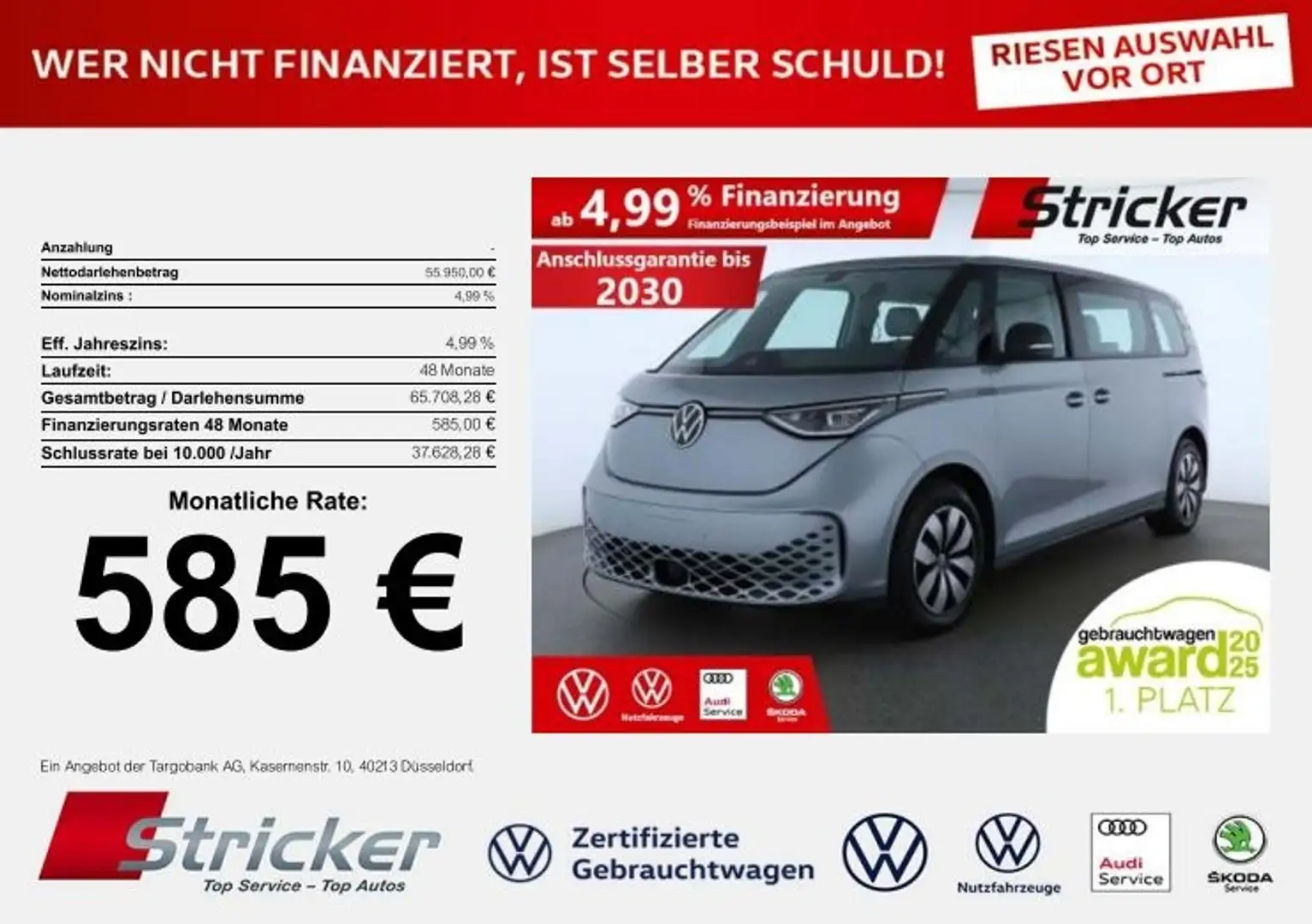 Volkswagen ID. Buzz Pro LWB 210/86 585,-ohne Anzahlung AHK IQ.Light N Silber - 1