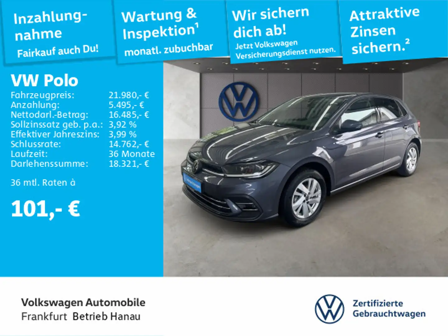 Volkswagen Polo 1.0 TSI DSG Style Navi IQ.LIGHT - LED-Matri Grau - 1