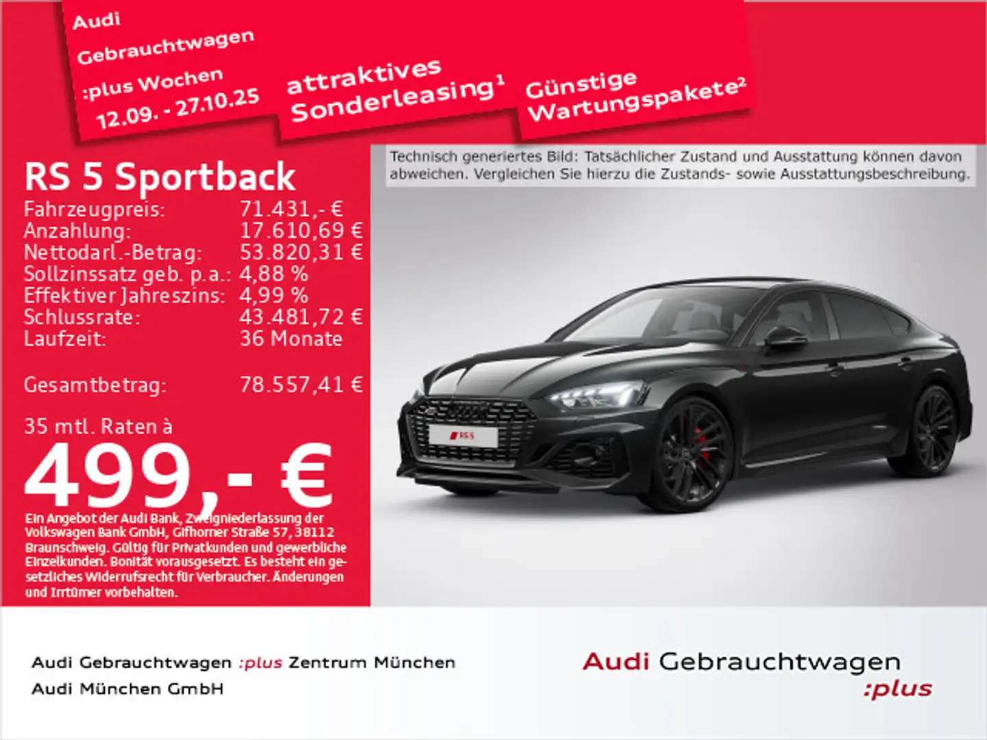 Audi RS5 RS5 Sportback tiptr. Dynamik/RS-AGA/Pano/280km/h Schwarz - 1