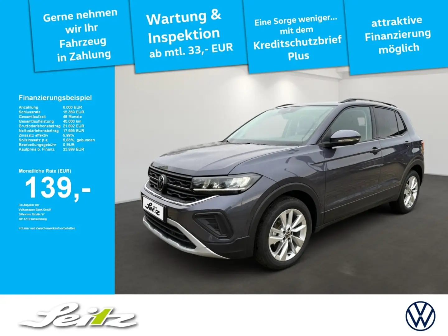 Volkswagen T-Cross 1.0 TSI Einparkhilfe. Rückfahrkamera. Navi. REIMPO Grigio - 1