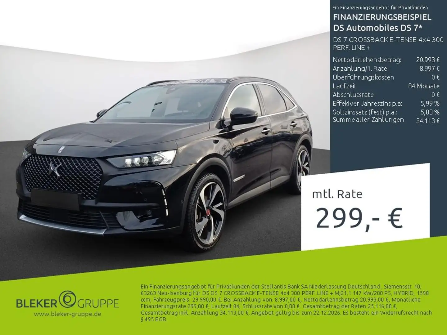 DS Automobiles DS 7 DS 7 CROSSBACK E-TENSE 4x4 300 PERF. LINE + Noir - 1