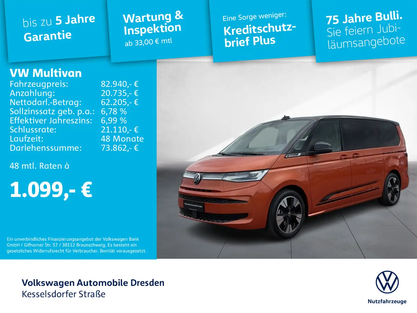 Volkswagen T7 Multivan Edition 2.0 TDI SCR DSG langer Überhang Oranj - 1
