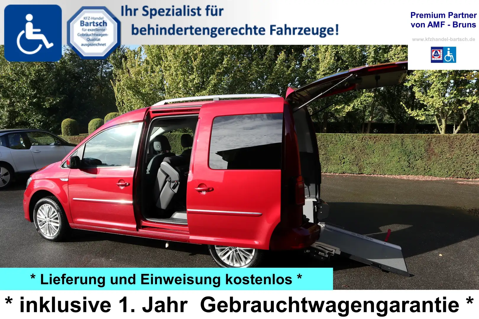 Volkswagen Caddy Highline 2,0 TDI DSG*rollstuhlgerecht*Wenderampe* Rot - 1