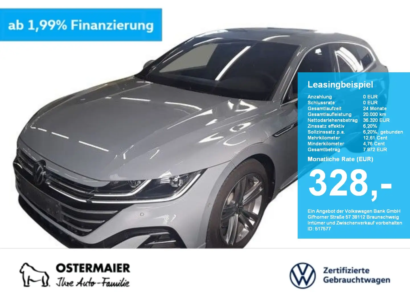 Volkswagen Arteon Shootingbrake R-LINE 2.0TSI 190PS DSG NP.70T AHK.P Grau - 1