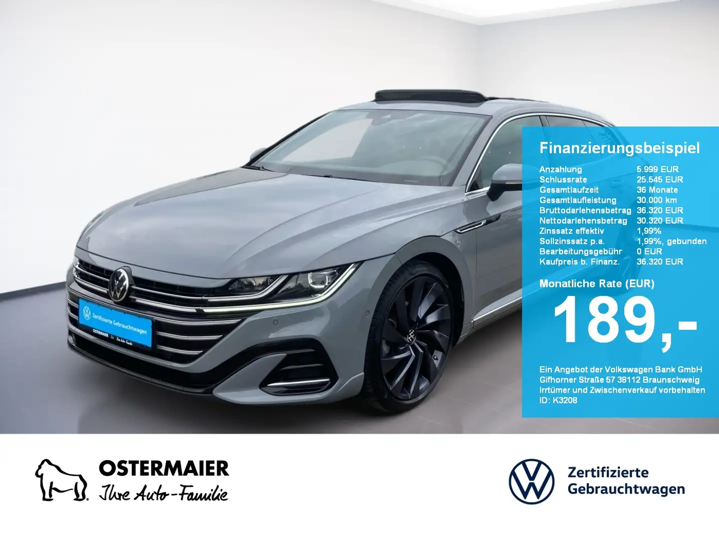 Volkswagen Arteon Shootingbrake R-LINE 2.0TSI 190PS DSG NP.70T AHK.P Šedá - 1