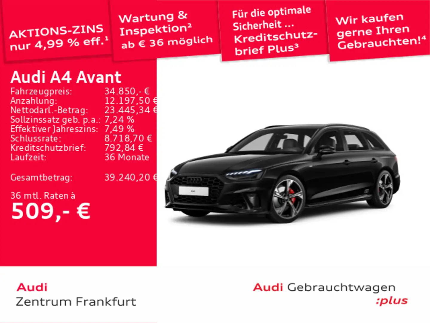 Audi A4 40 TFSI S tronic S line MatrixLED DAB L Schwarz - 1