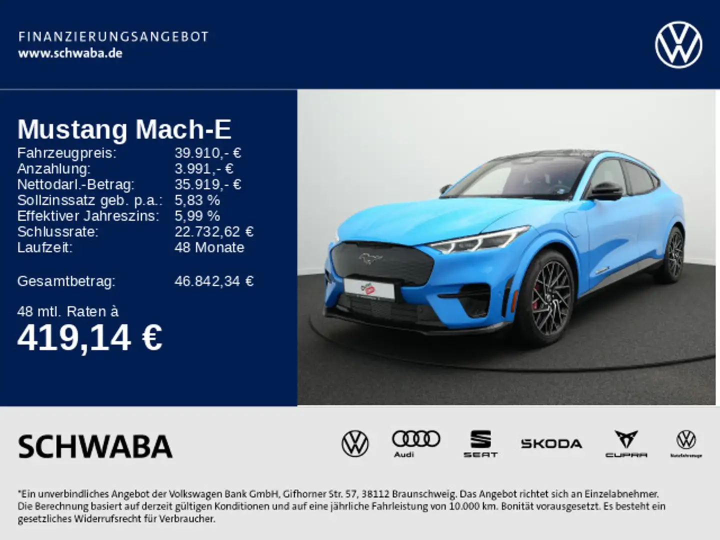 Ford Mustang Mach-E Mustang MACH-E GT AWD *ACC*PANO*MATRIX*NAVI*20'' Bleu - 1